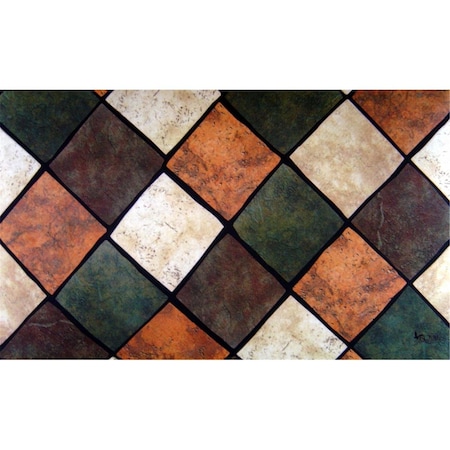 Multi Tiles Doormat 18 X 30 In. Rug - Brown, Brown & Tan, Green